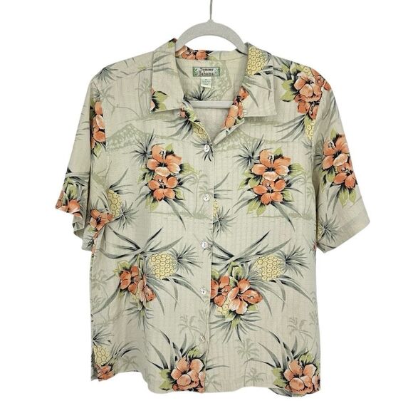 Vintage Tommy Bahama Men’s 100% Silk Hawaiian Shirt Floral Short Sleeve Vacation - Picture 1 of 11